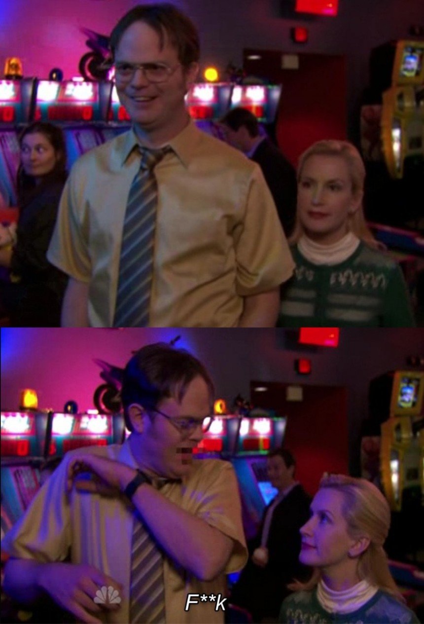 Dwight Scared By Angela Meme Template