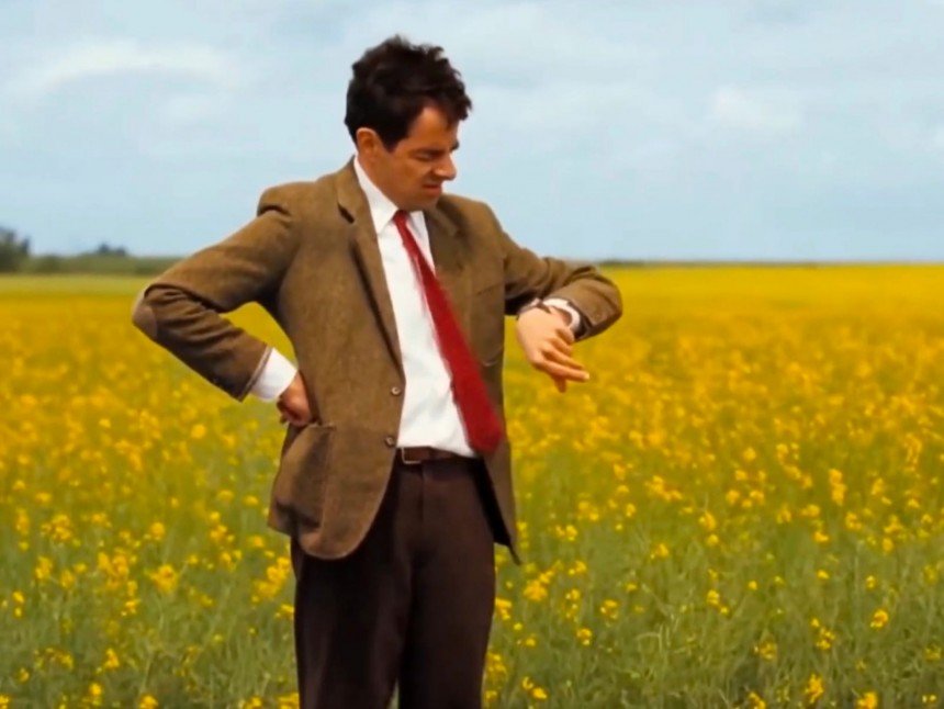 Mr Bean Checking His Watch and Waiting Meme Template